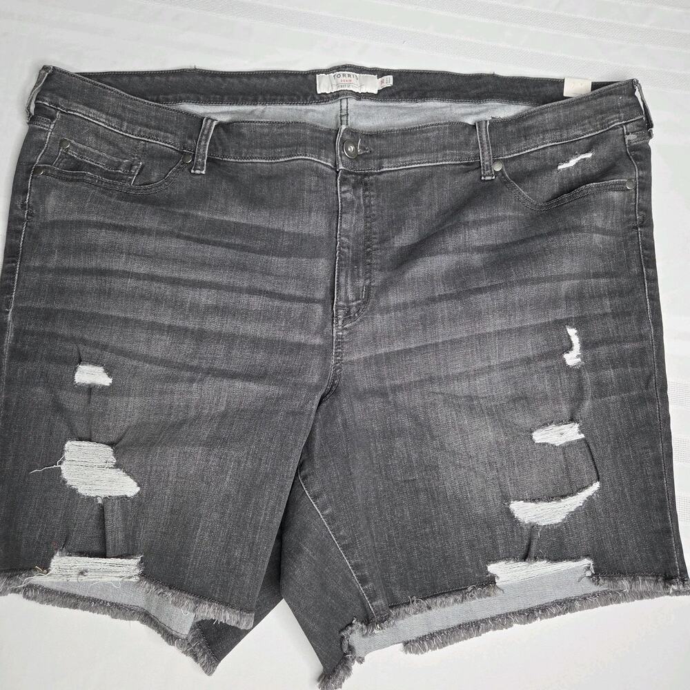 Torrid Denim Shorts Womens 30 Black Gray Ripped Distressed Frayed NWT